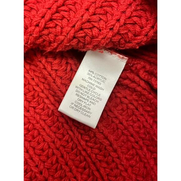 Cupio Women’s Medium Red Chunky Knit Sweater Crew Neck Cozy Warm Pullover - Picture 3 of 6